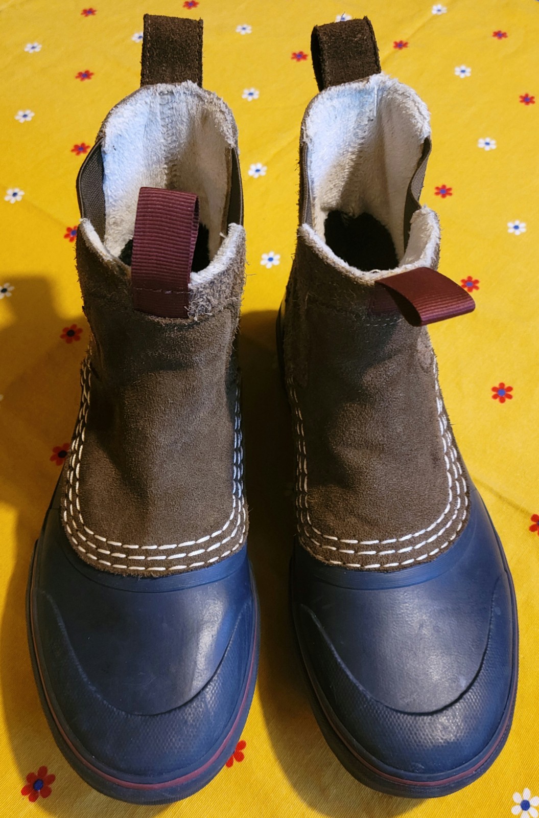 Vans Mid Chelsea Boots Brown/Blue Suede Rubber Men’s 7.5 Women’s 9 Rain/Snow