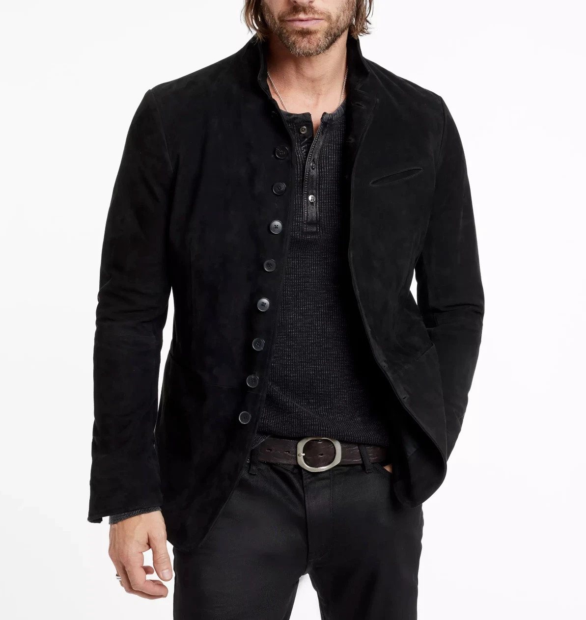 Mens Black Leather Trucker Jacket Pure Suede Custom Made Size S M L XL 2XL 3XL