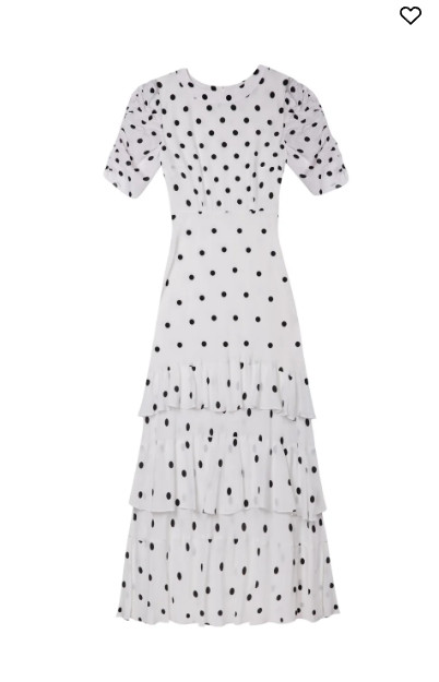 NEW Rixo Evelyn Tiered Ivory Vintage Spot Midi Dress Size XXS XS S M L XL