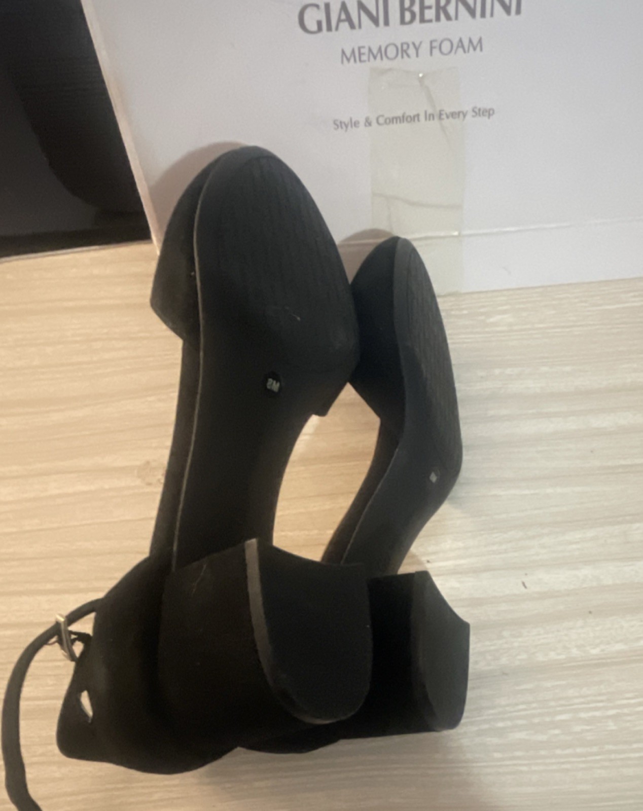 Giani Bernini Women’s Black Suede D’Orsay Ankle Strap Buckle Heels 8M