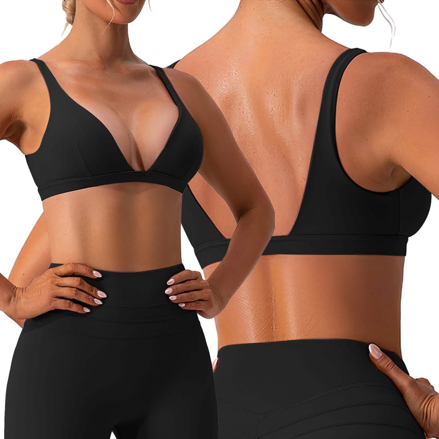Women’s Deep V-Neck U-Shaped Back Sports Bra