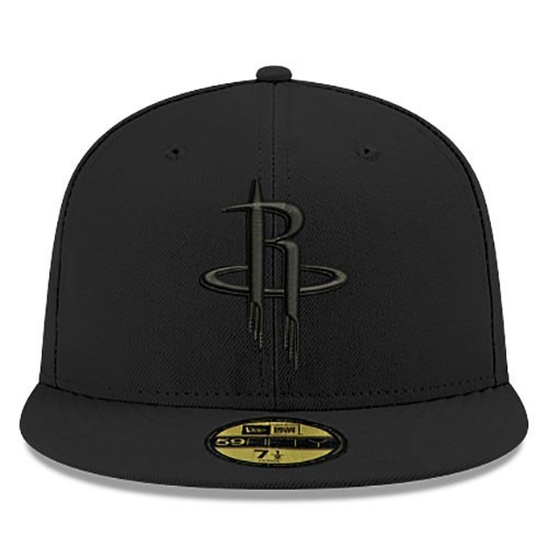 New Era Houston Rockets 5950 Fitted Hat NBA League Basic Black On Black Cap