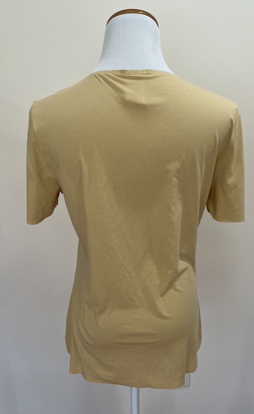 Wolford Yellow Beige Modal Blend Jersey Pure Short Sleeve Scoop Neck Top Sz. L