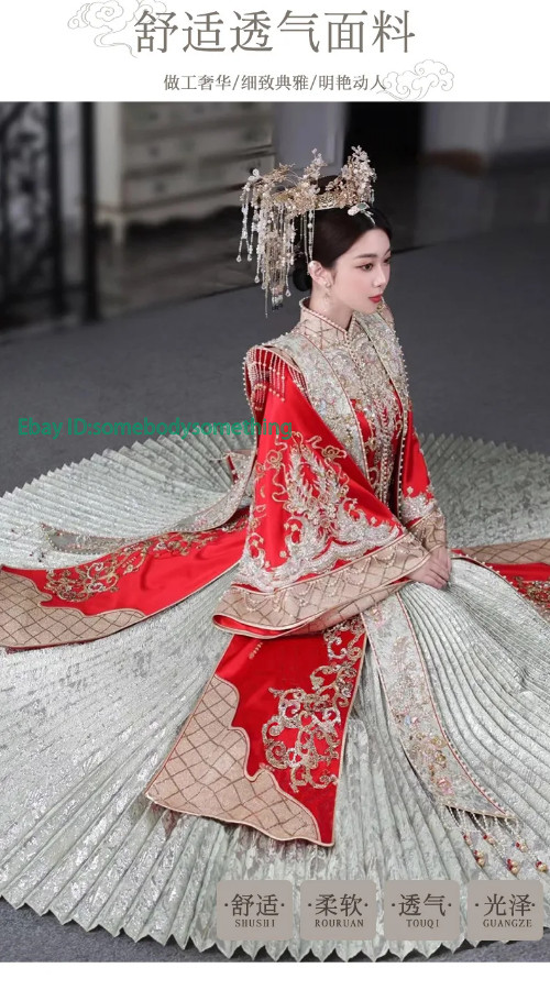 Chinese Traditional Wedding Dresses Hanfu Clothing Embroidery Xiuhe Dress