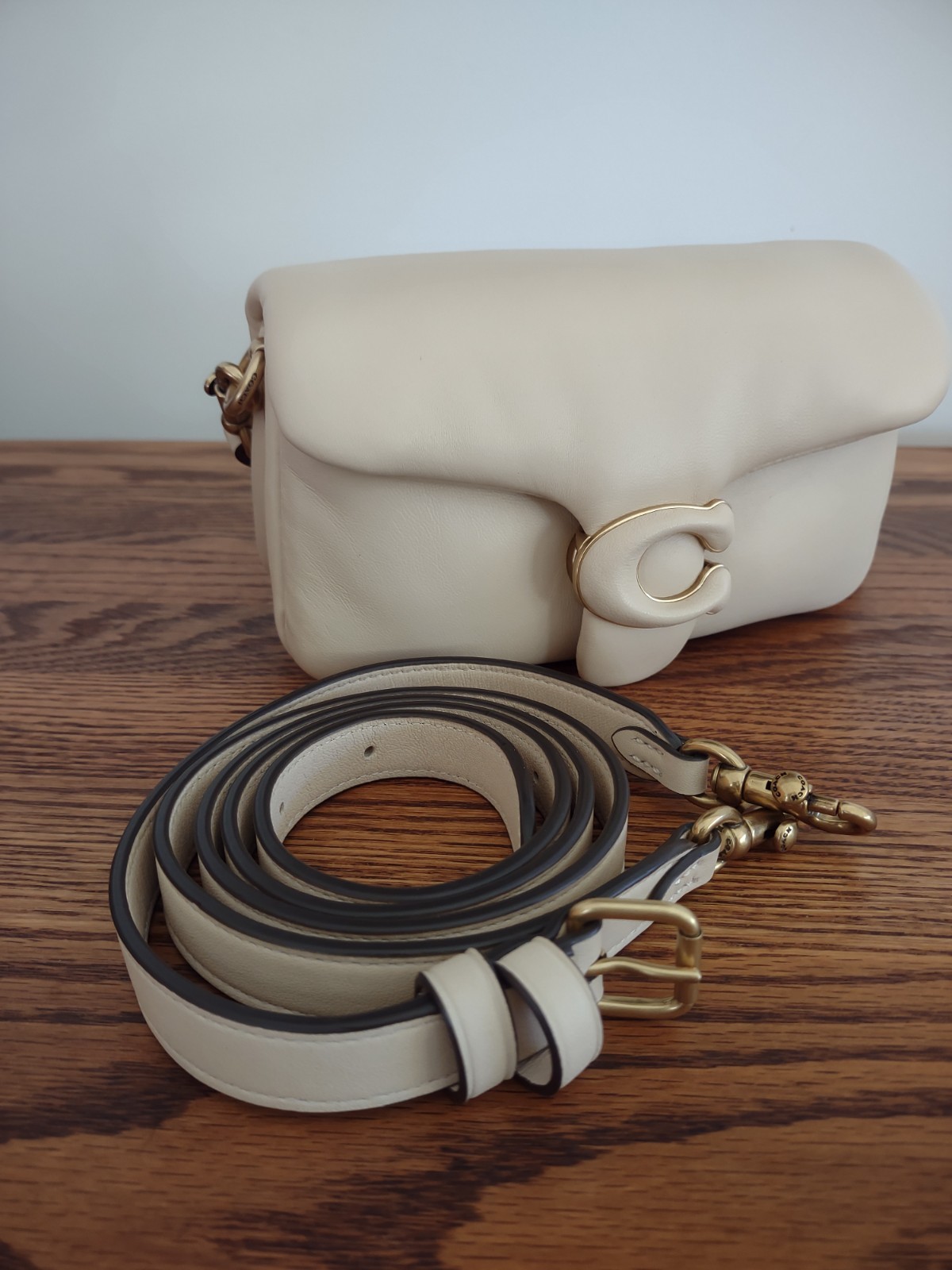 ❤️ NWT Coach Pillow Tabby 18 Mini Brass/Ivory C3880 Shoulder Bag