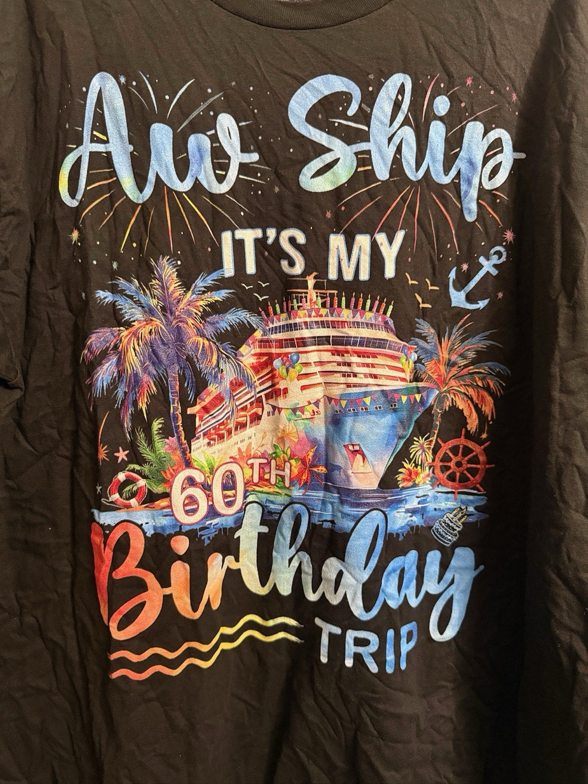 60th Birthday Cruise 🚢 Tshirt 25” P2P 31” Length Ladies 2XL Orig $22