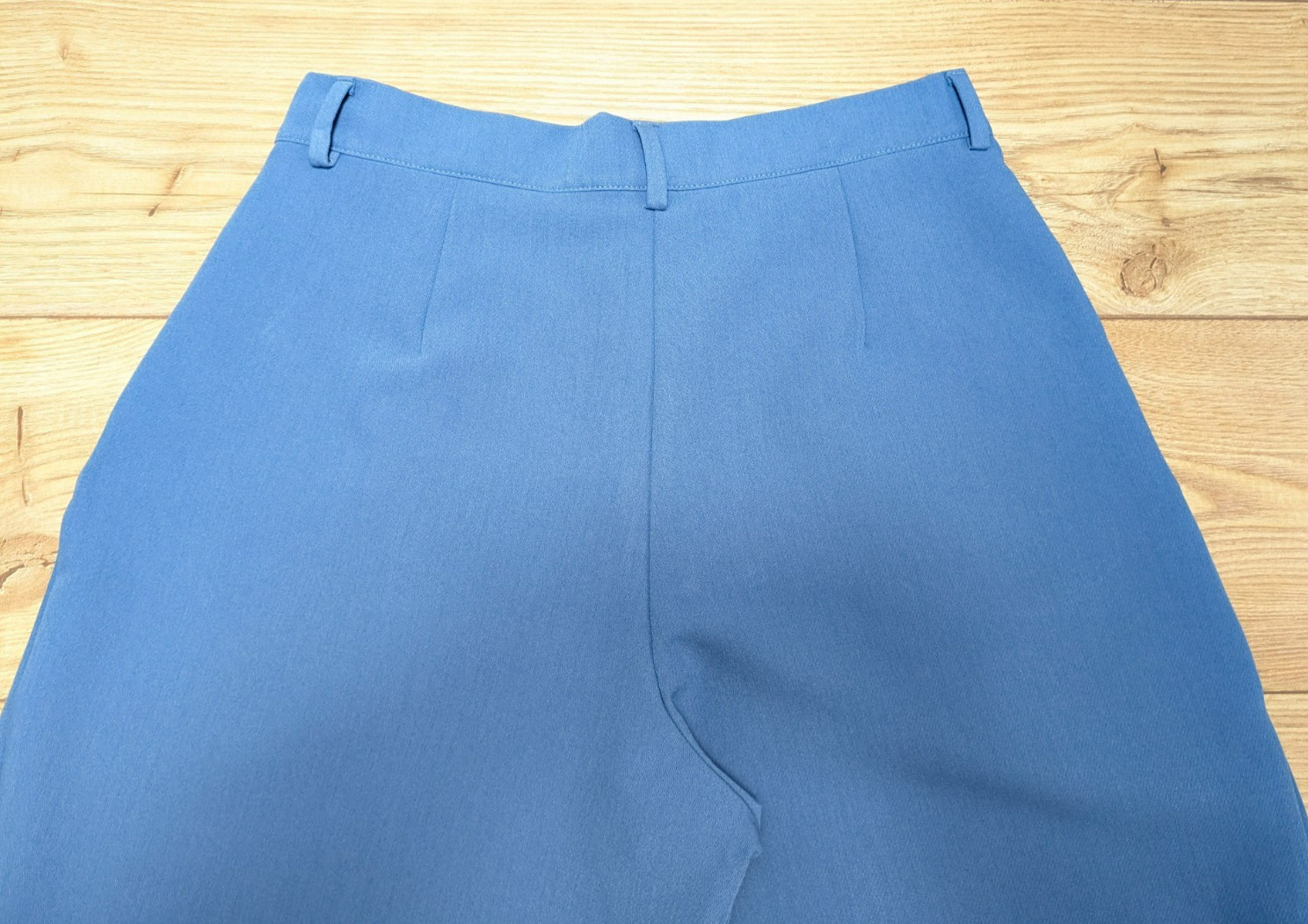 BNWT M&S BLUE Barrel Leg High Waist Pleated Smart TROUSERS UK 16 regular