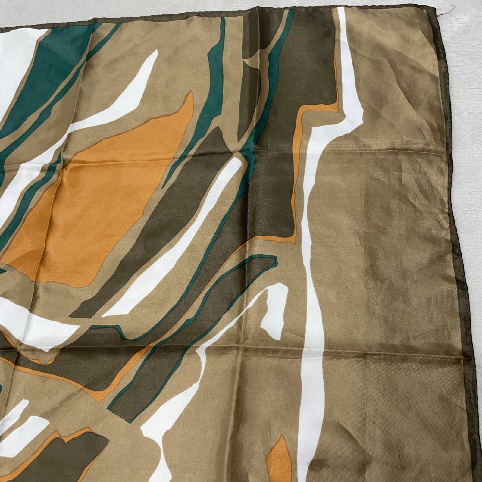 Vintage Italian Paoli Scarf Beige Brown Orange Abstract Retro MidMod Artsy **