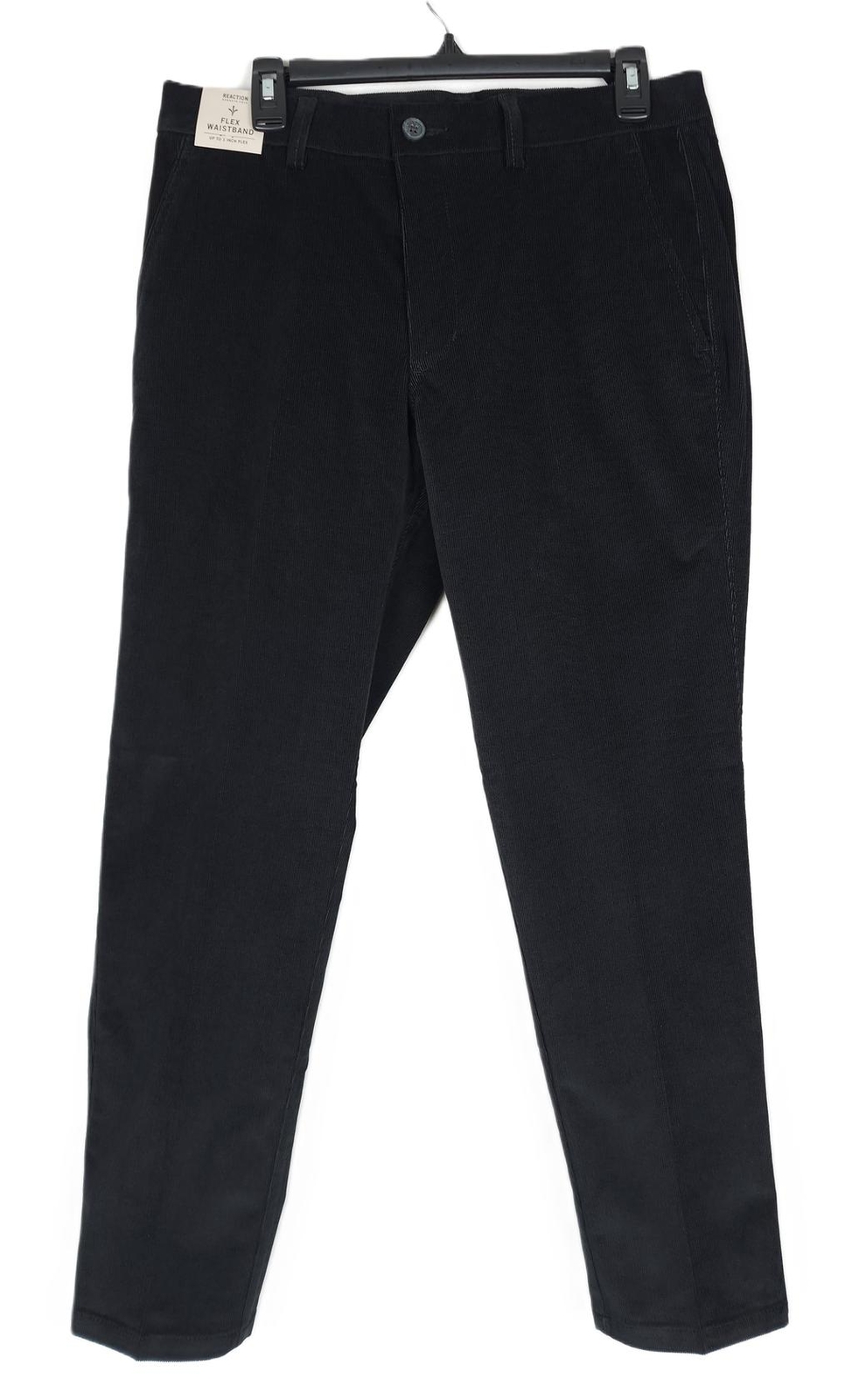 Kenneth Cole Reaction Mens Slim Fit Corduroy Pants 34×32 Black Solid Stretch NWT