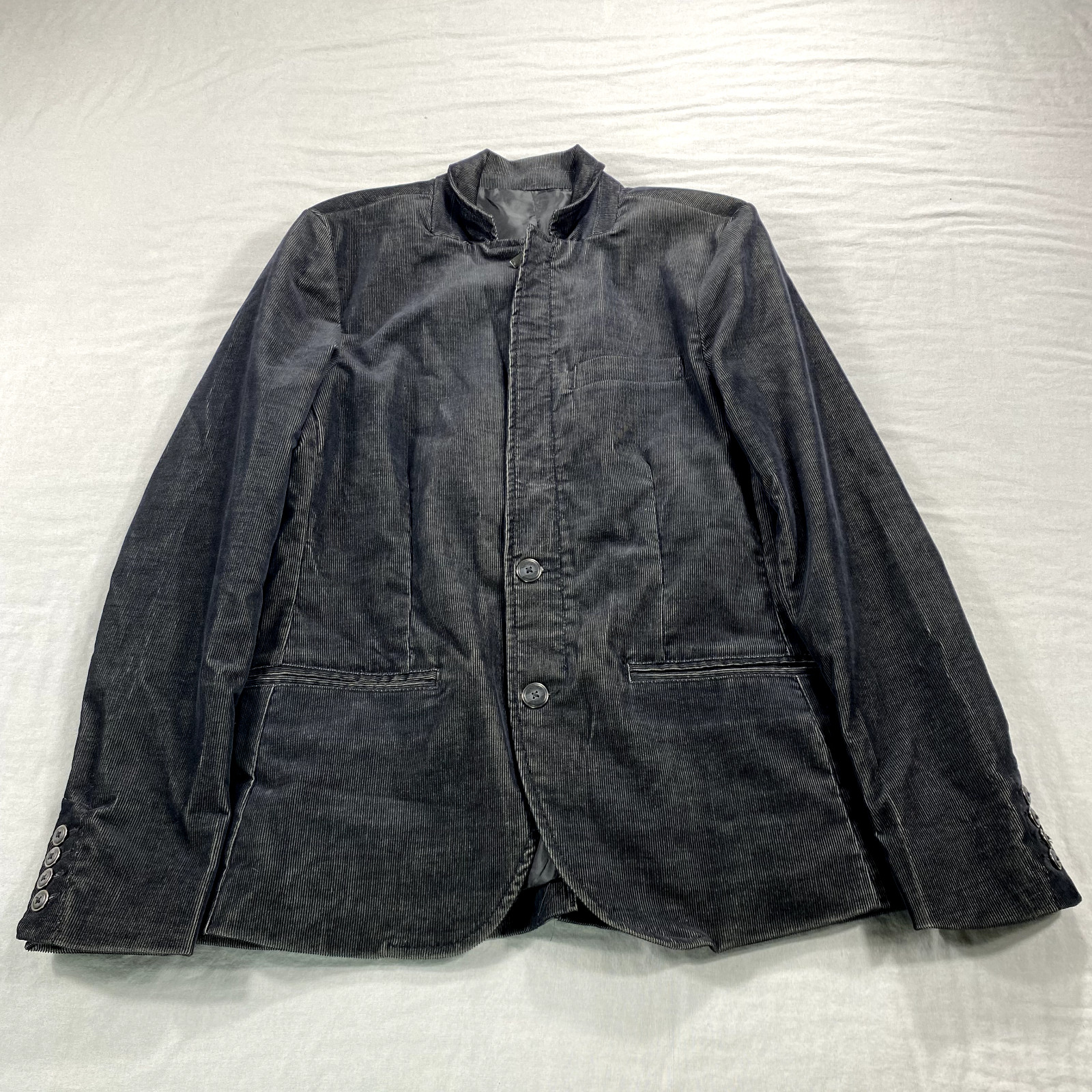 Kenneth Cole Reaction Mens 40 Small Black Corduroy Zipper Sport Coat Jacket