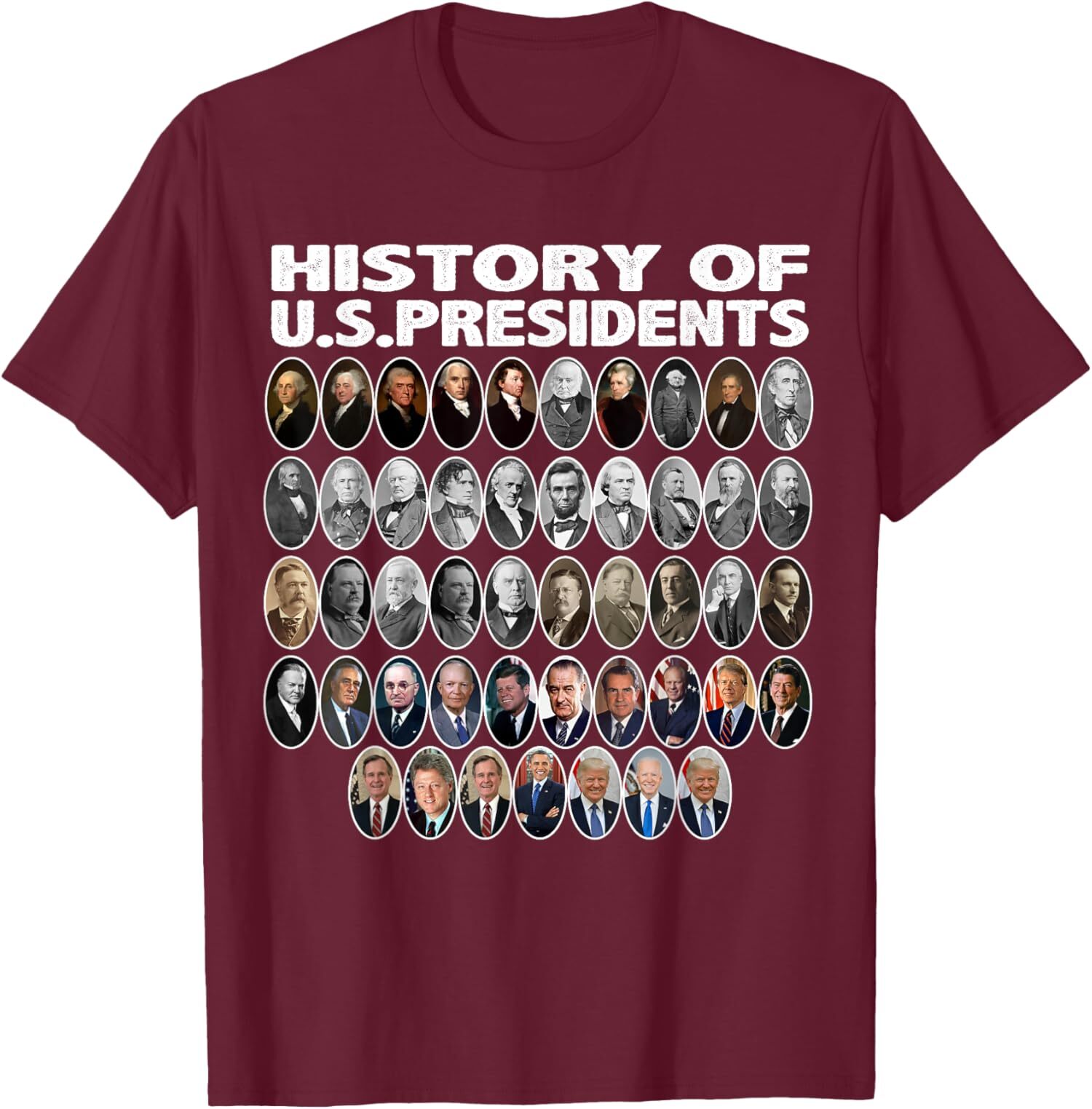 History of US Presidents Portraits Design 47th T-Shirt
