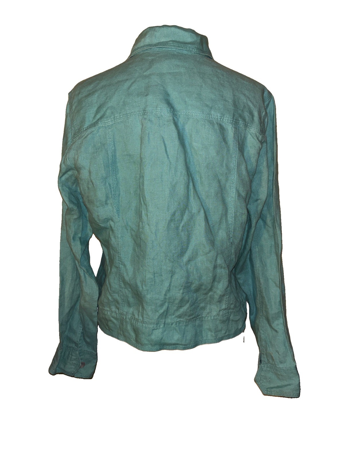 Style & Co Teal Long Sleeve Linen Blouse Size Medium