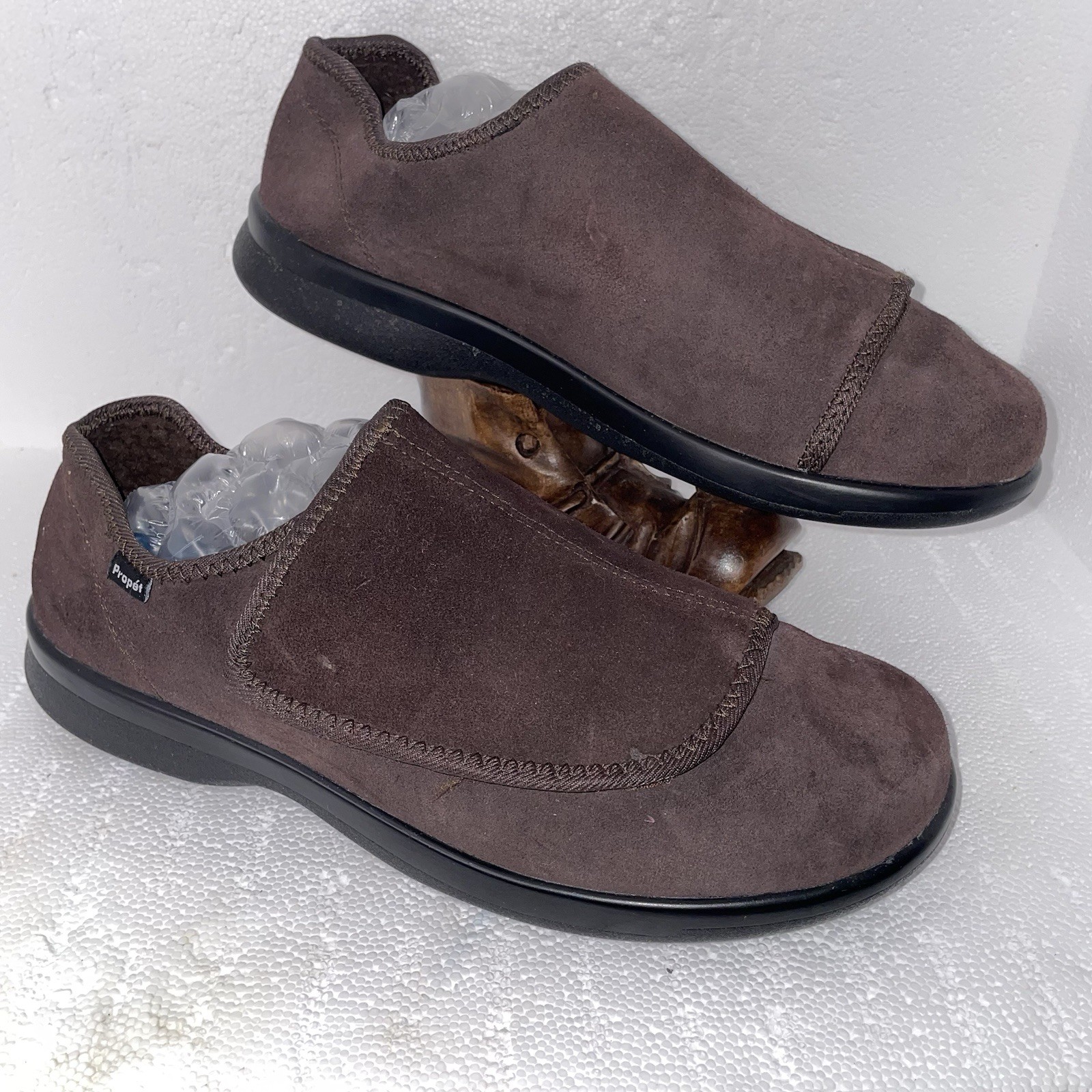Propet Men’s Brown Leather Hook & Loop Slip-On Casual Shoes Size 11.5 3E