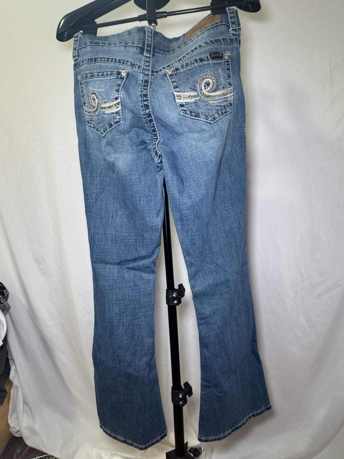 Seven7 Embellished Bootcut Jeans Sequin Swirl Pockets Medium Wash Womens 10 Y2K