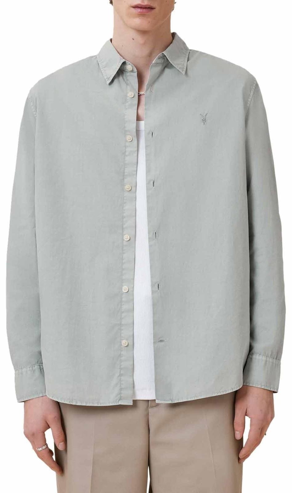 AllSaints MensCasual Shirttahoe Ls Shirtslate Greensmall Small