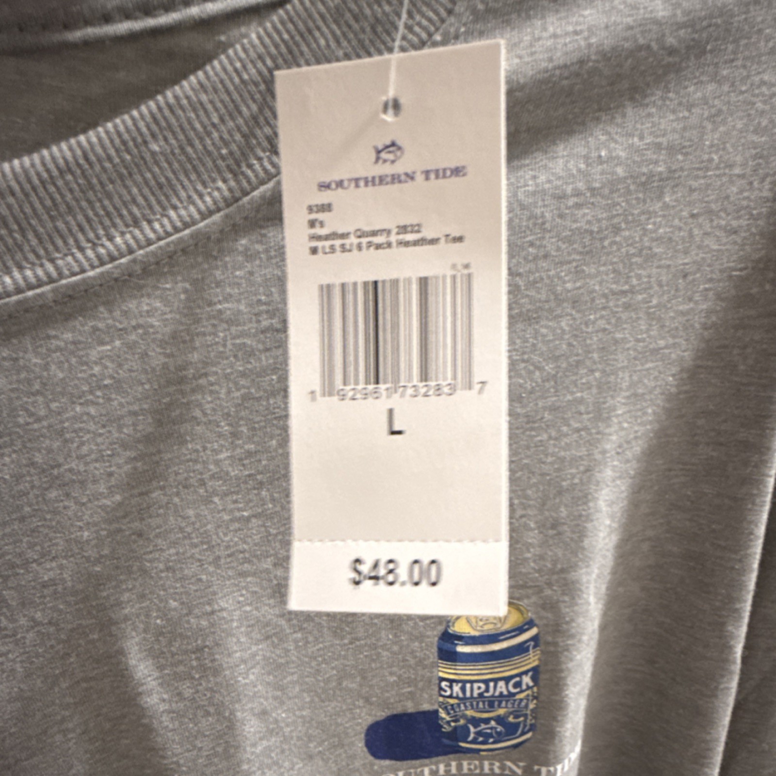Southern Tide Skipjack Six Pack Graphic Print Long Sleeve Gray Heather Quarry T…