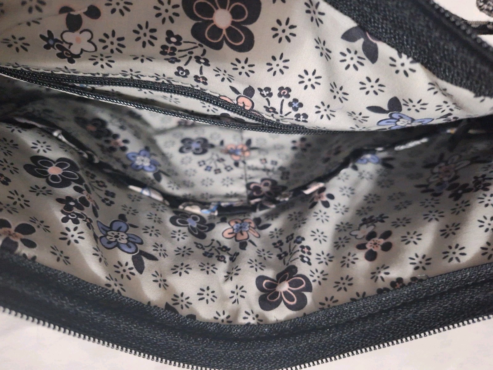 Vera Bradley Crossbody Purse Black/Blue/Beige Floral Adjustable Shoulder Bag