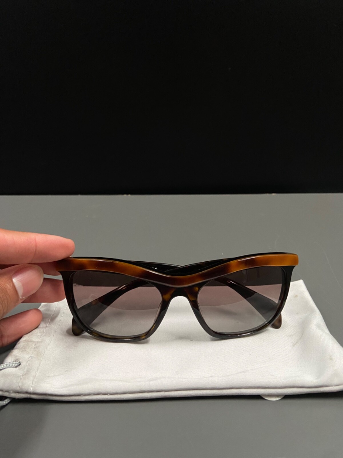 Prada SPR 19P MA4-0A7 55 Havana Black Tortoise Frames Authentic Sunglasses