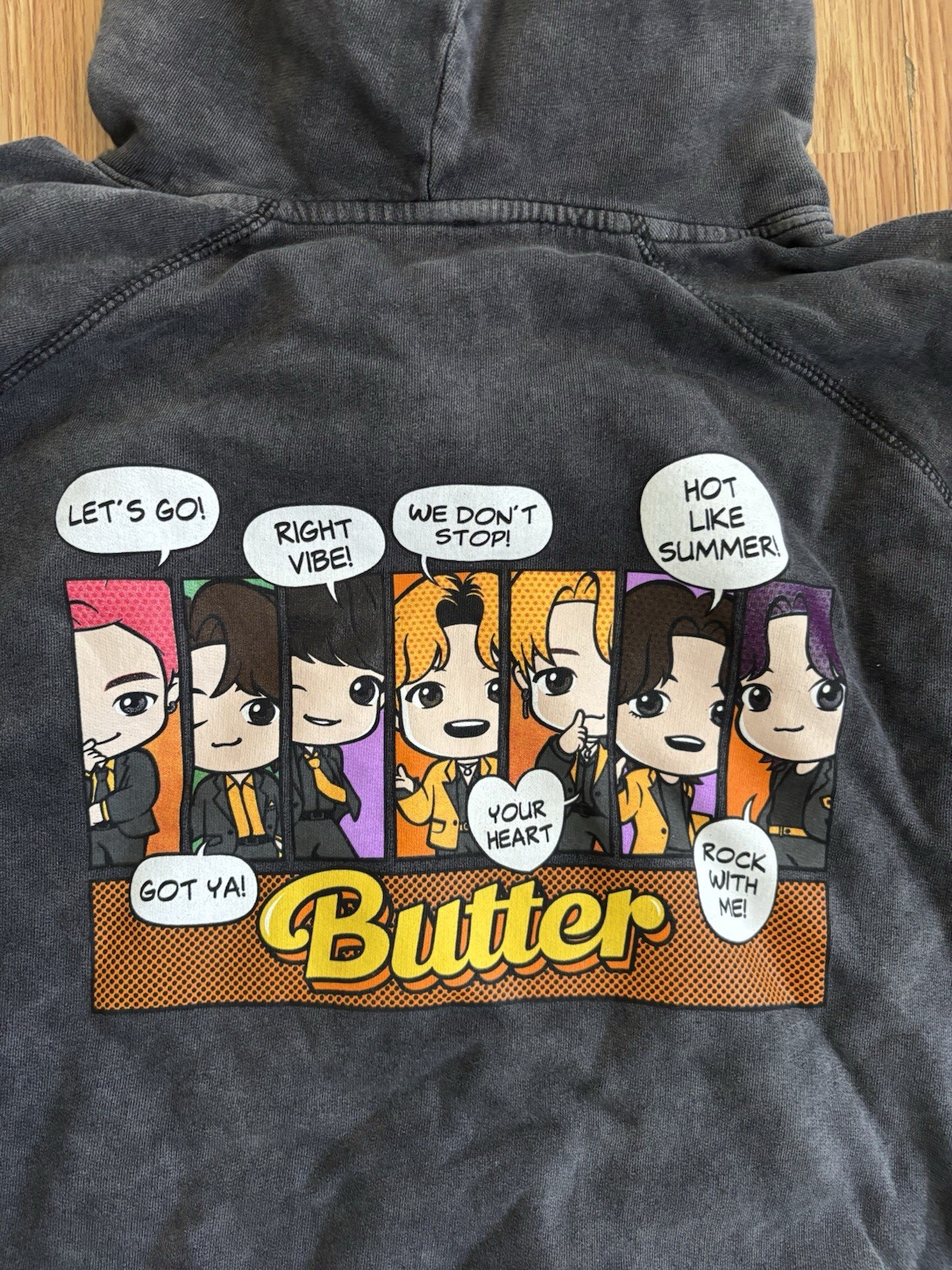 BTS TinyTAN Butter Hoodie Zip Up PTD Las Vegas Pop Up Official Merch Black Small