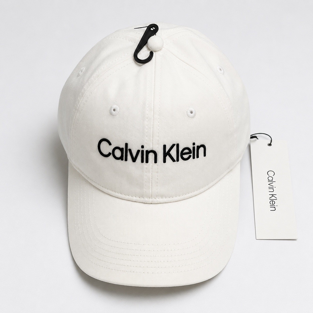 Calvin Klein White Cotton Baseball Cap Adjustable Logo Hat Mens Womens NEW