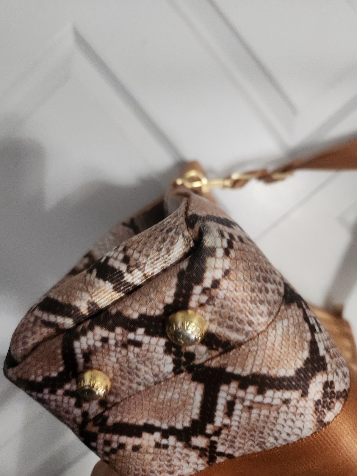 Harveys Foldover Tote – Snake, Champagne, Gold Hardware – PLEASE READ *MODIFIED*