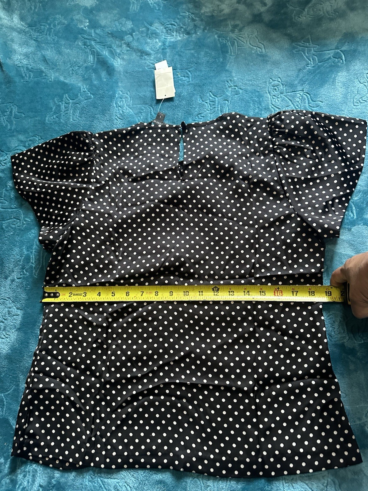 J.CREW Black/White Polka Dot Puff Short Sleeve Round Neck Blouse Women’s 8