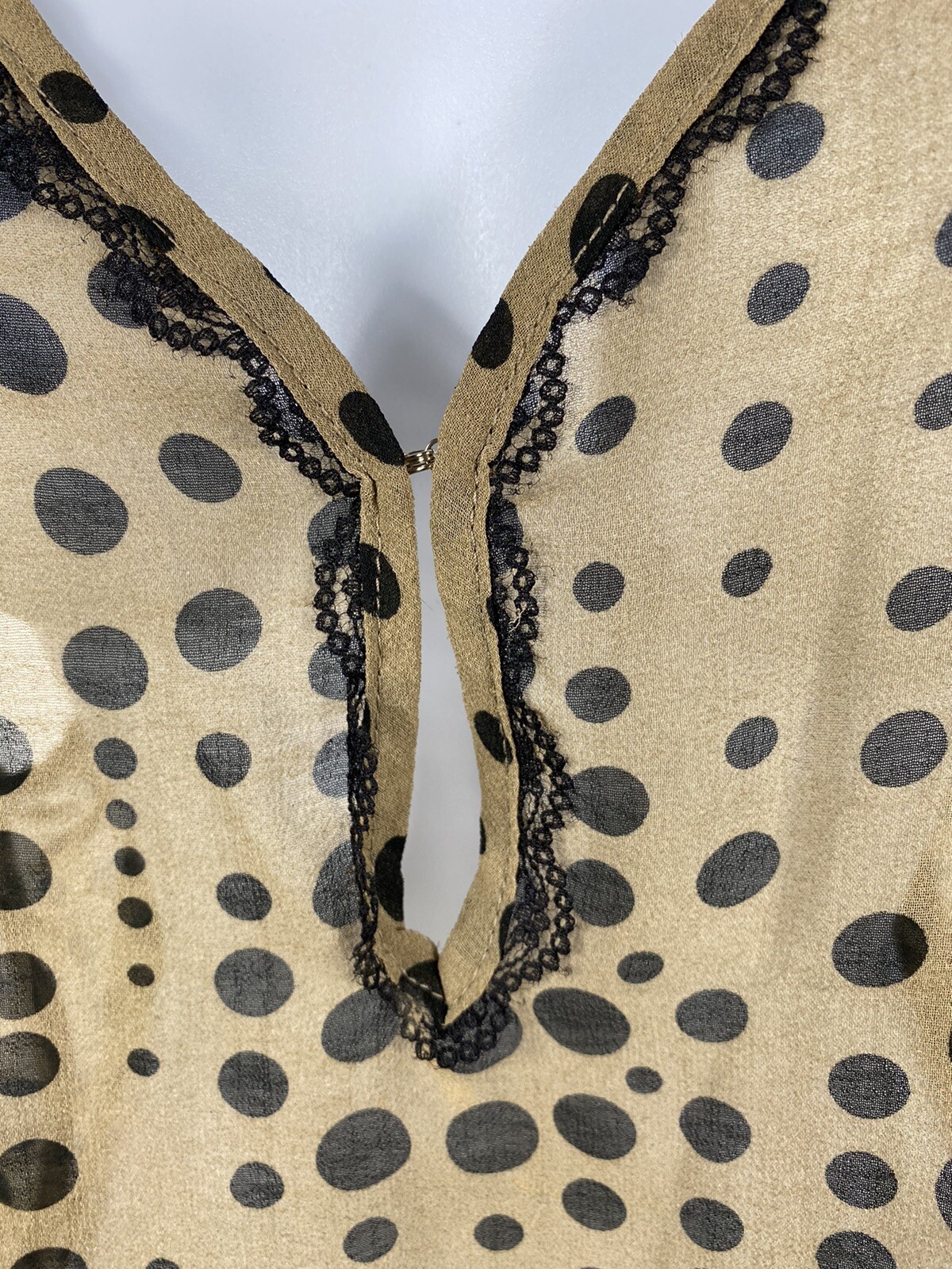 Vintage Sheer Polka Dot Lace Flowing Tank Top Twee Retro Hippie Boho Mod 90s Y2K