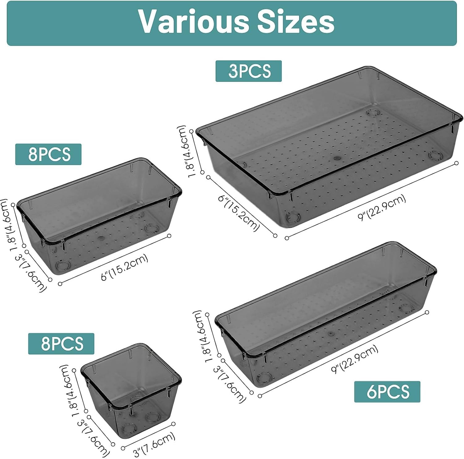 Plastic Drawer Organizer Set, Desk Drawer Divider Organizers and