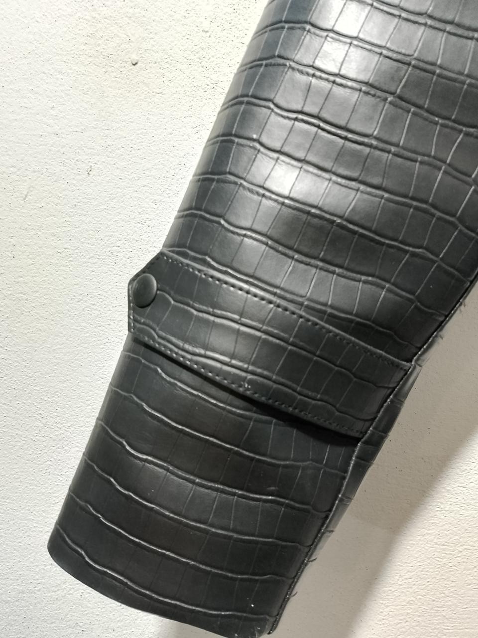 Mens Leather Crocodile Embossed Jacket Biker Black Alligator Jacket LIMITED SALE