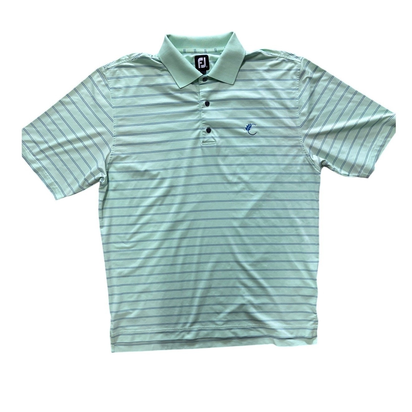 FootJoy FJ Men’s Short Sleeve Polo XL Poly/Spandex Blend Green/Blue Stripe