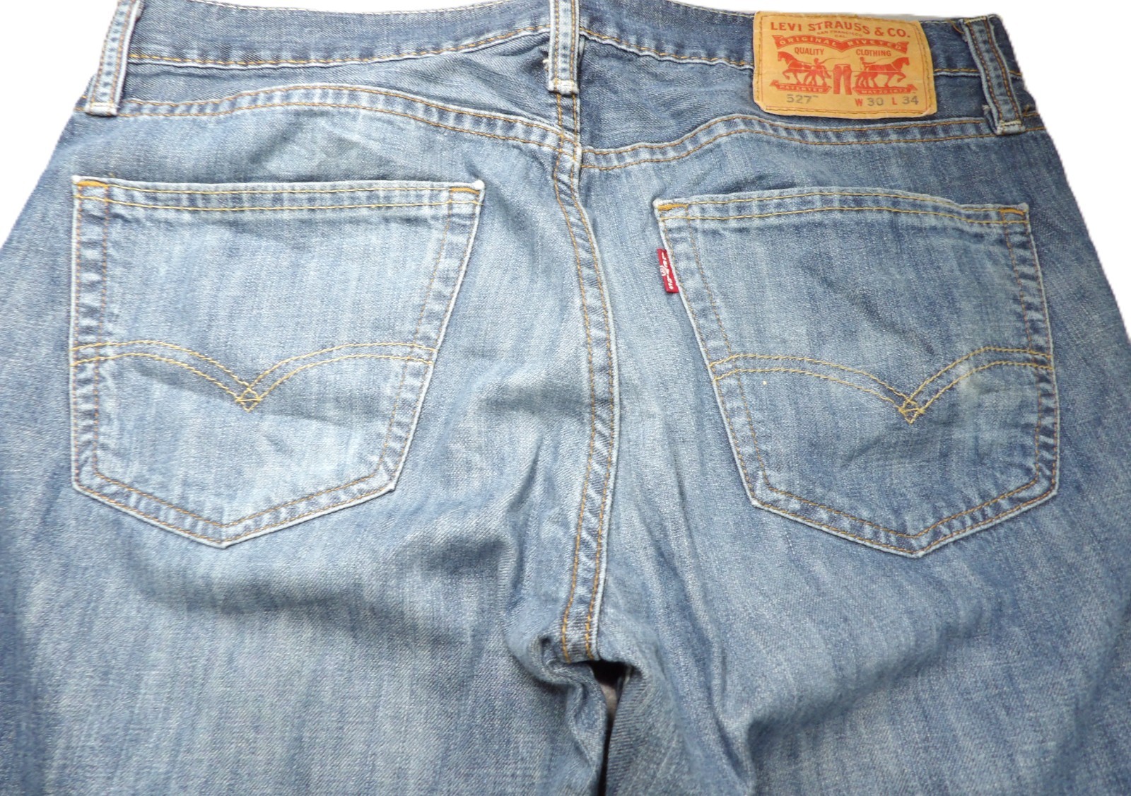 Levi 527 Bootcut Jeans Denim Men W30xL34 Blue Workwear Cotton Classic Pants Logo