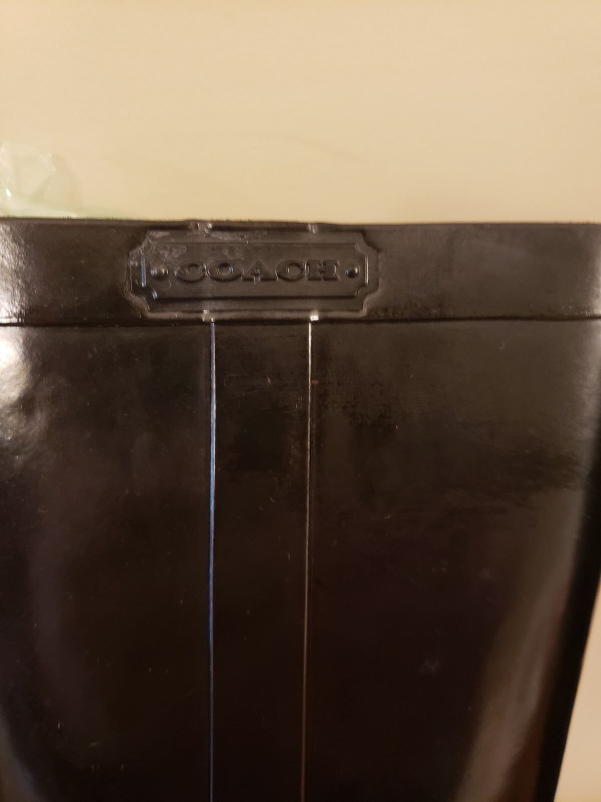 🖤COACH 🖤LORI🖤 BLACK Tall Rubber Rain Boots, Size 5, Pull On, Silver Buckle