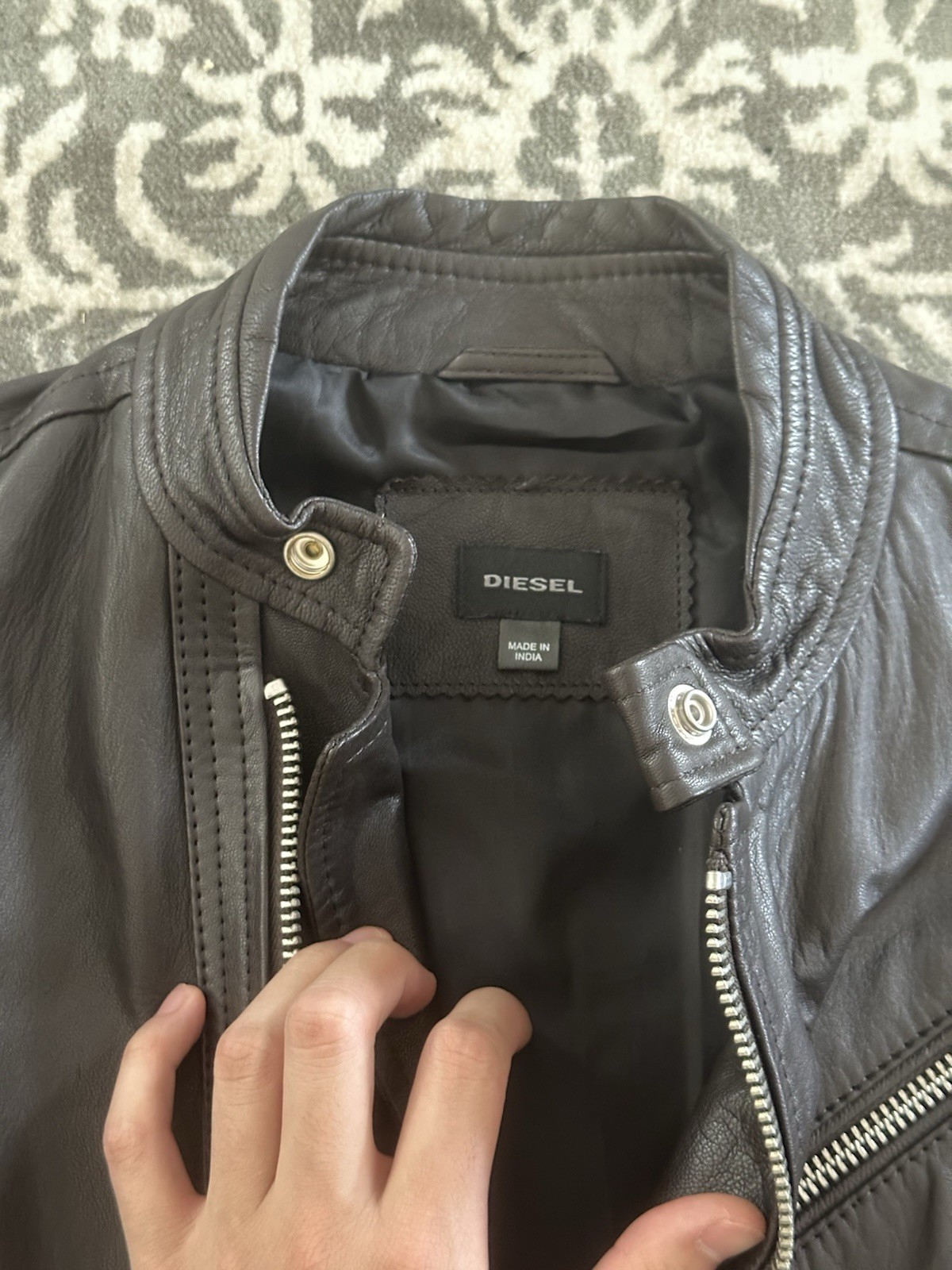 Diesel Men’s 100% Goatskin Leather Cafe Racer Jacket Black Size L NWT MSRP $598