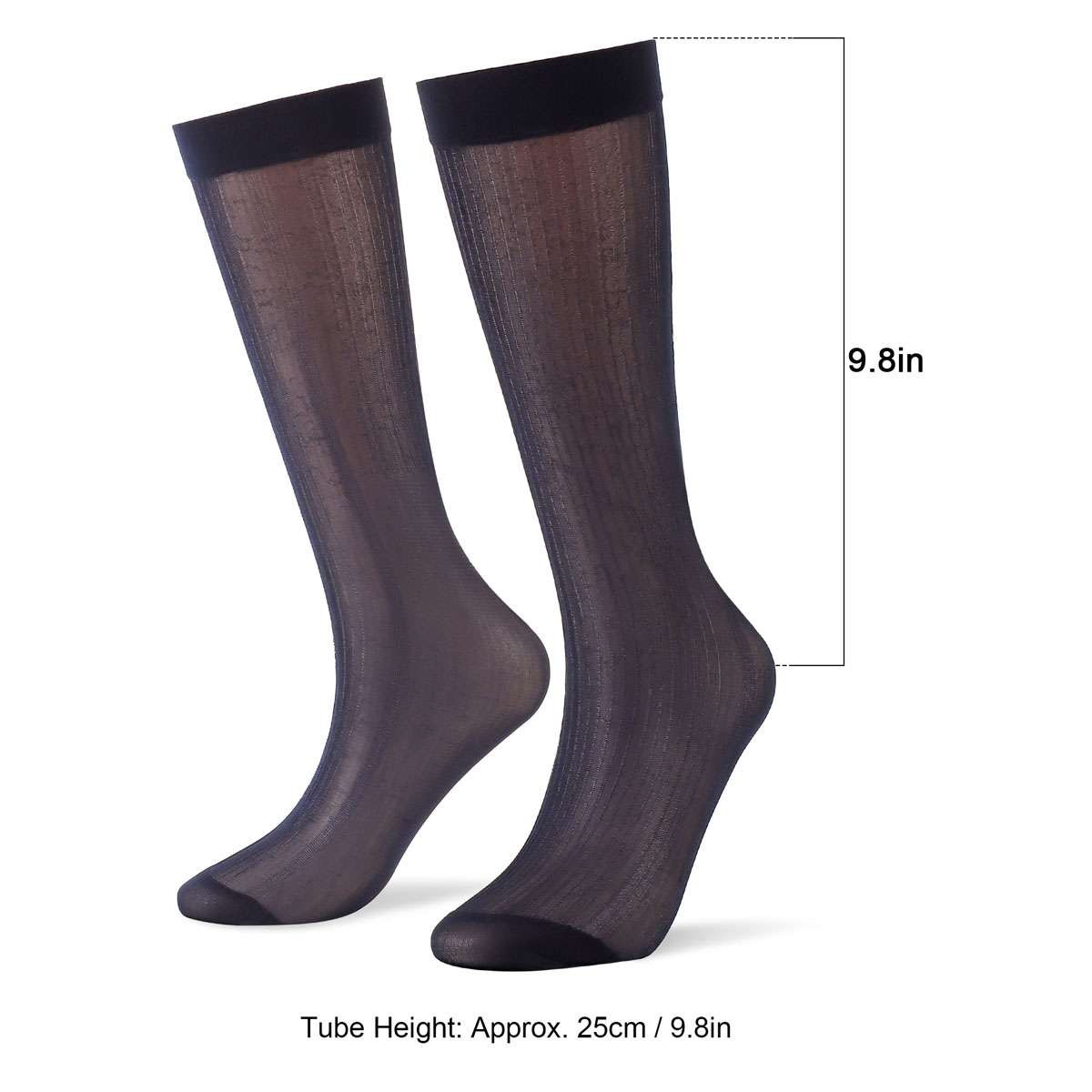 1~4 Pairs Men Ultra Thin Breathable Dress Socks Silk Sheer Soft Business Socks