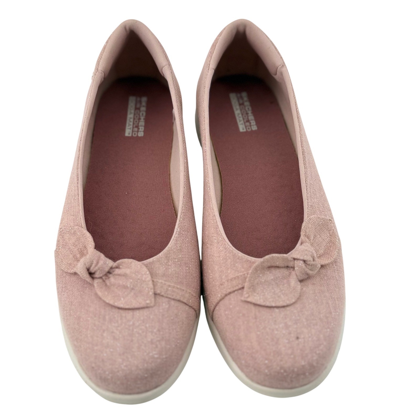 Skechers 7 On The Go Dreamy Slip On Ballet Flats Upscale Afterglow Shimmer Bow