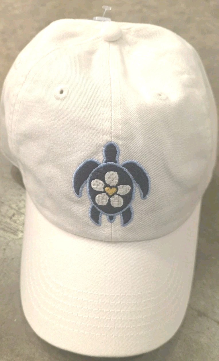 Life Is Good Heart Daisy Turtle Chill Cap Hat White Dark Blue NWT Adjustable