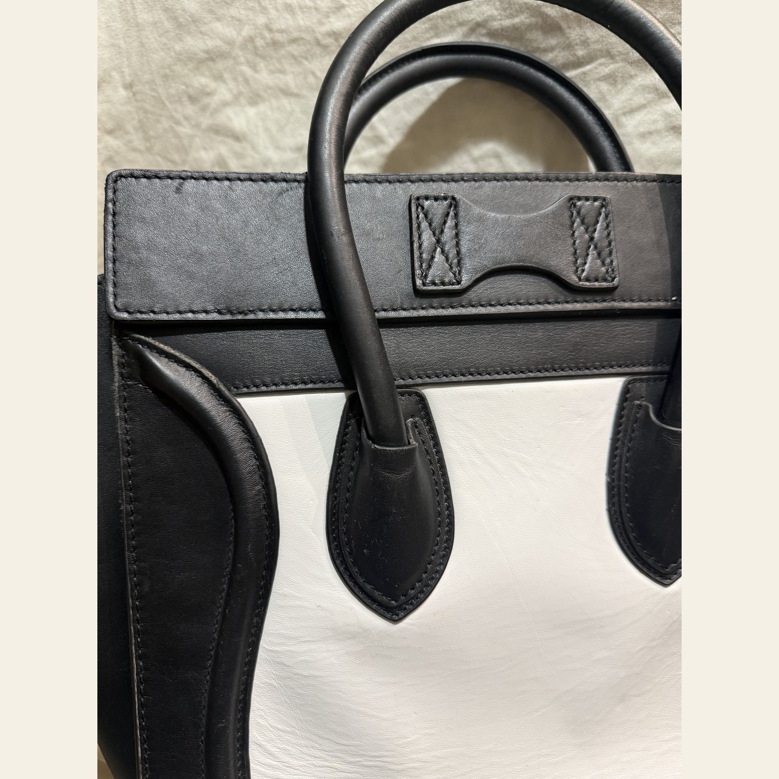 Celine Mini Luggage Tote Black White Bicolor Calfskin Phoebe Philo Era