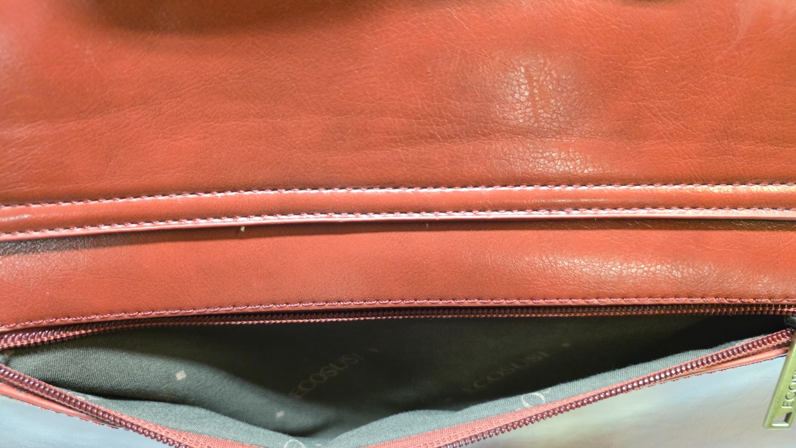 ECOSUSI Vegan Leather Laptop Bag Briefcase Crossbody Messenger Bag Red