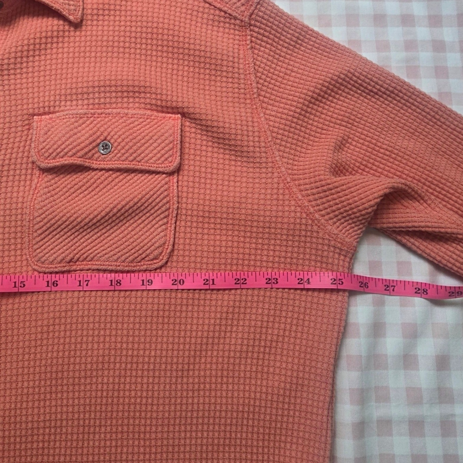 Aerie Lumber Jane Waffle Knit Oversized Button Down Shirt Shacket Coral Rust XS