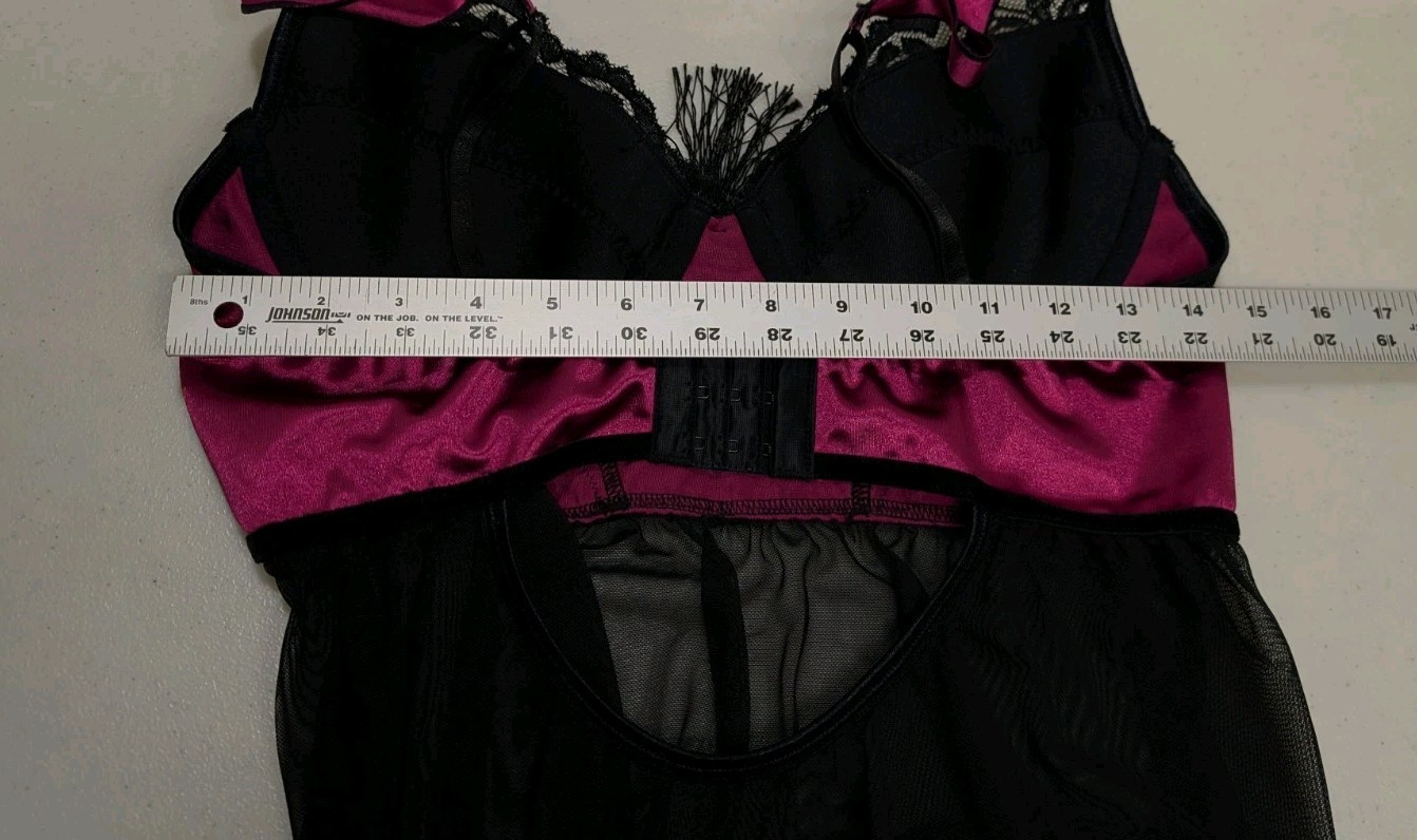NWOT Icollection Venetian Lace Stain Babydoll Chemise Womens M Dark Romantic