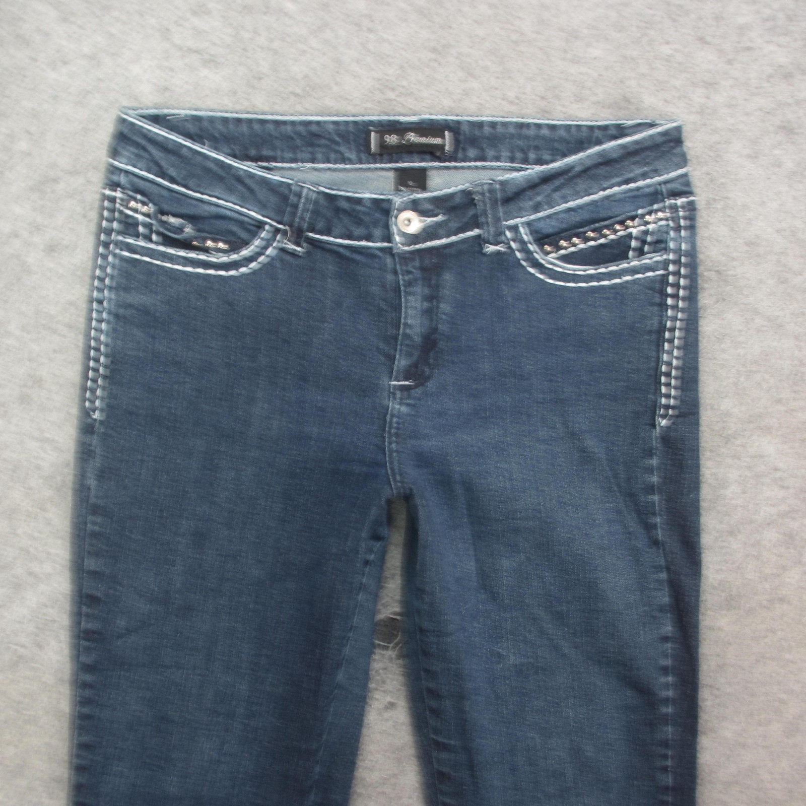 9.8 Premium Jeans Womens 10 Bootcut Contrast Stitch Stretch Embellished Pockets