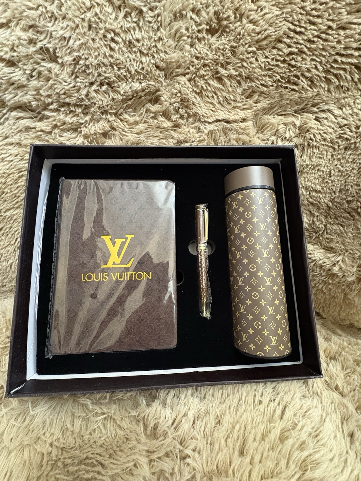 Holiday LV Gift Set- Notebook, Pen And Thermos