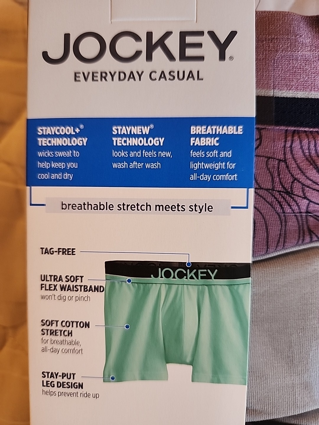 Jockey Men’s Everyday Casual Cotton Stretch 2XL Trunks. 3 Pack. 44-46 Inch Waist