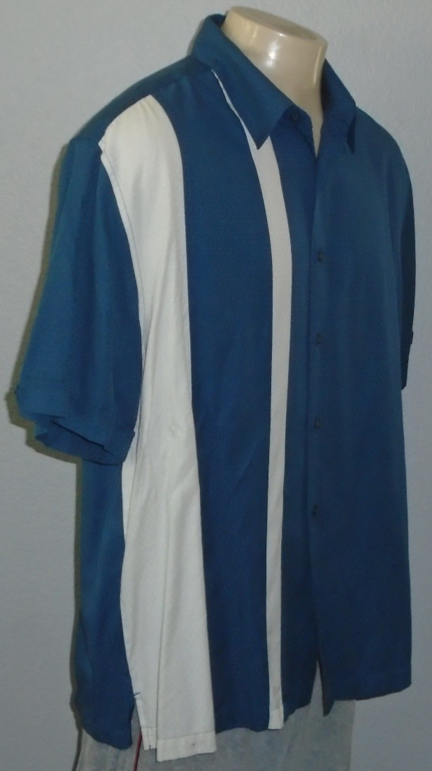 Retro Hipster Panels Swing Lounge Button-Front Shirt Men 2XL