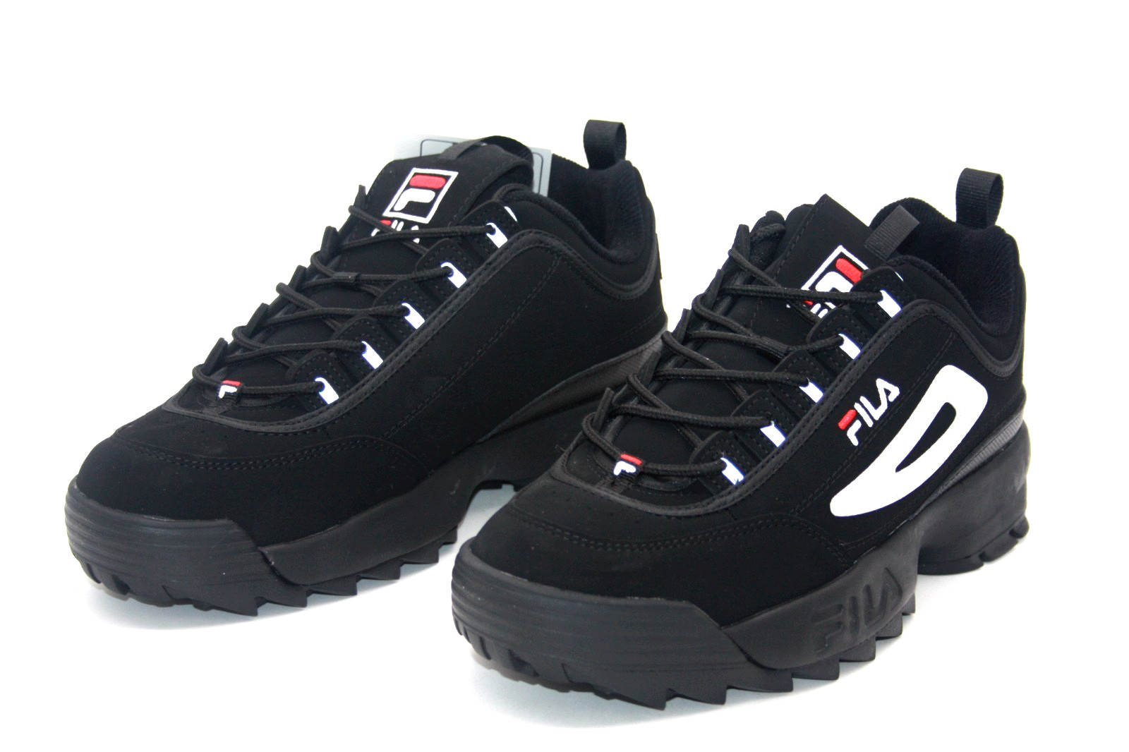 FILA DISRUPTOR II MENS SNEAKER BLACK/WHITE/RED FW01653-018 FASHION SHOE