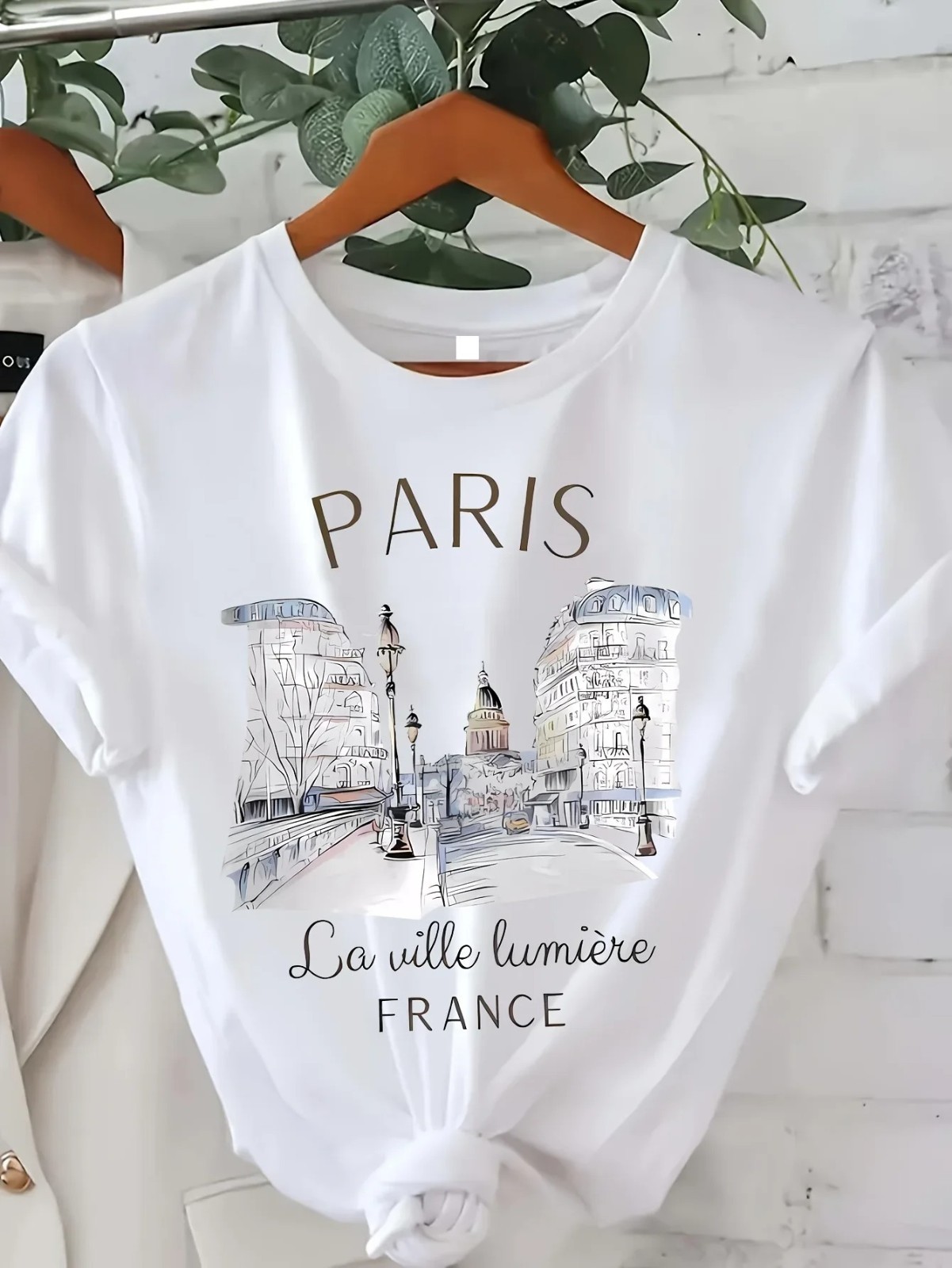 90s Paris Women T Shirt Print T-shirt Girl Short Sleeve Crew Neck Casual Top for