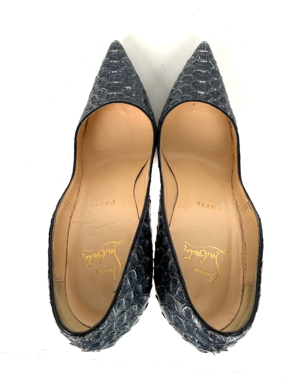 Christian Louboutin So Kate 120mm Dark Gray Python Snakeskin Pump Heels 38