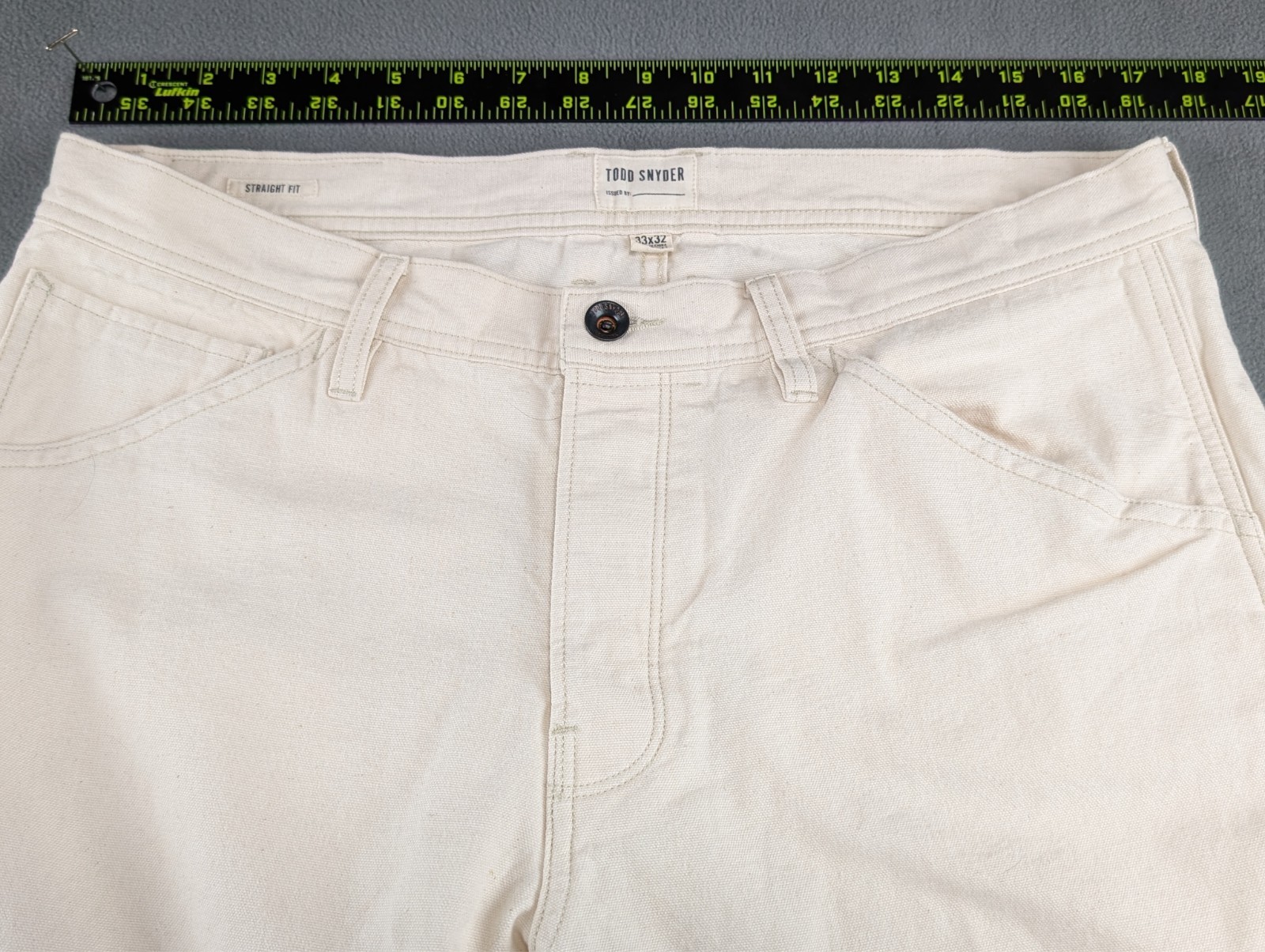 Todd Snyder Carpenter Pants Mens 33×32 Relaxed Natural Cotton Herringbone NWOT