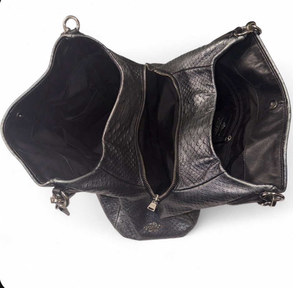 Coach Madison Phoebe Shoulder Bag in Metallic Snake-Embossed Leather