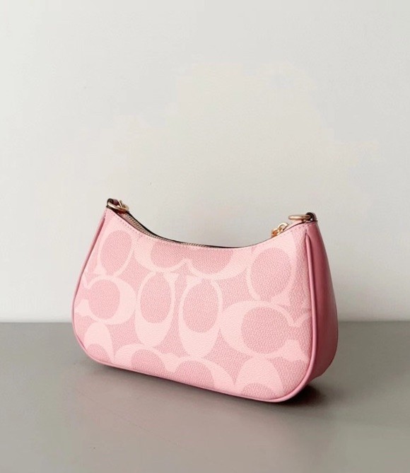 COACH Teri Shoulder Bag In signature canvas/Gold/Powder Pink New CAL51
